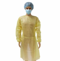 Yellow disposable isolation gowns